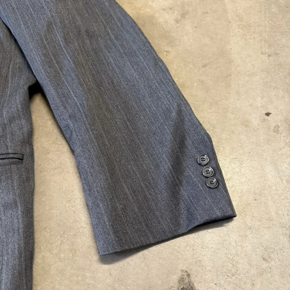 Petrocelli 54R Navy Blue Two Button 100% Wool Blazer Jacket Sport Coat Pinstripe